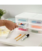Iris 4 Pack Small 3-Drawer Desktop Organizer for Office, Files & Supplies, White