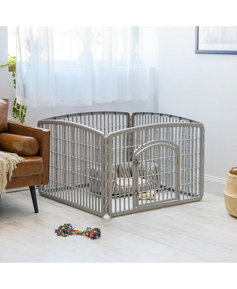 Iris Usa 24-inch Exercise 4-Panel Pet Playpen with Door, Silver
