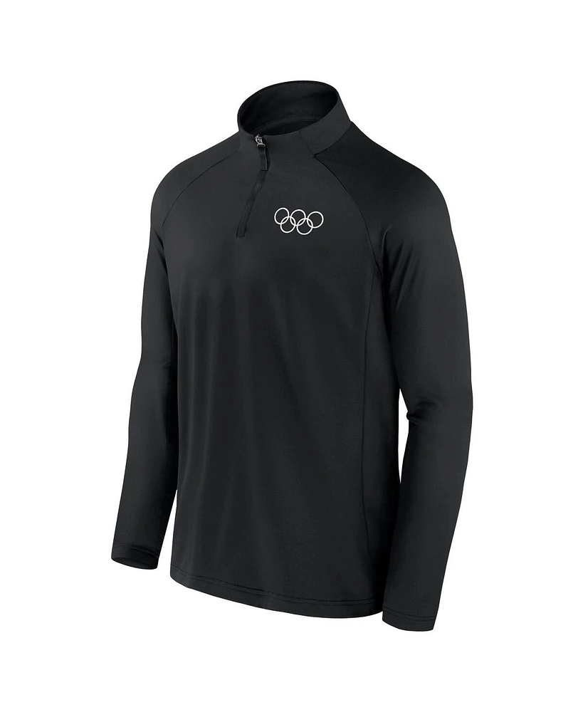 Fanatics Men's Black Olympic Games Union Bar Raglan Quarter-Zip Top