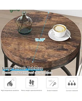 Tribesigns Modern Round End Table with Thick Wood Top, 20”Sofa Side Table Cocktail Table with Unique Black O-Shaped Base, Midcentury Accent Tab