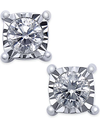 TruMiracle Square Diamond Stud Earrings (1/4 ct. t.w.) in 14k White Gold