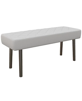 Homcom Faux Leather Ottoman Bench 39.4" W/ Metal Legs,
