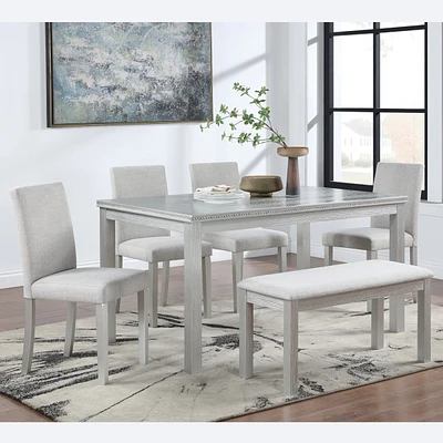 Rectangular Dining Table w/ Bench for Small Spaces (Silver Grey)