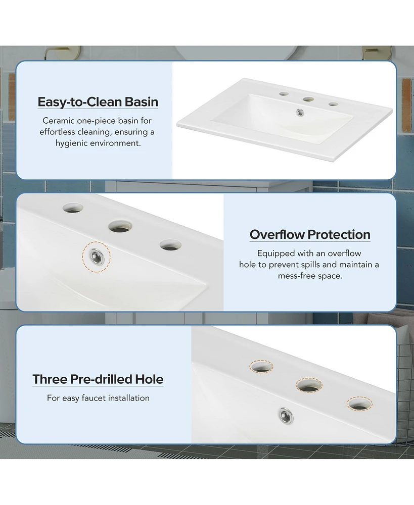 24" Space-Saving Bathroom Vanity Combo with Ceramic Sink