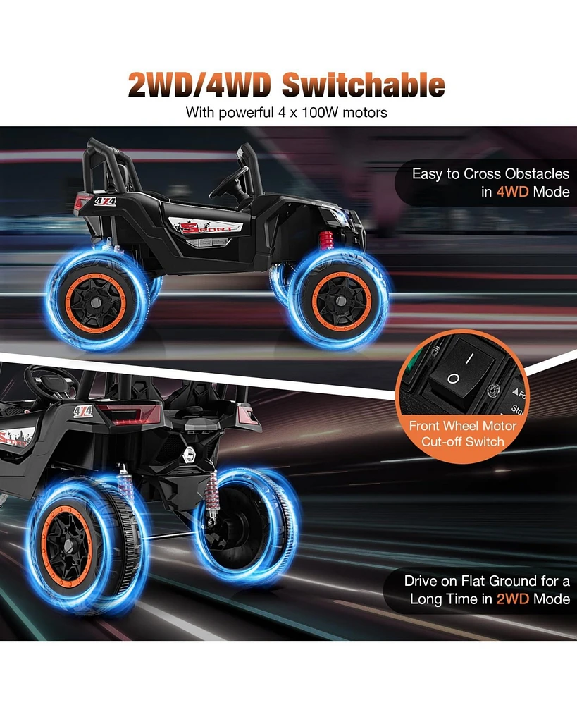 Vebreda 2-Seater Kids Ride on Utv with 2.4G Remote Control for over 3 Years Old Children-Pink