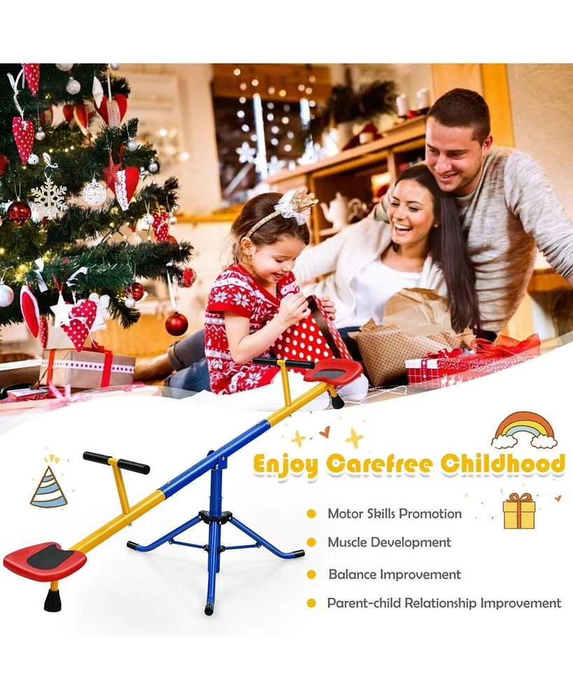 Sugift 360°Rotation Kids Seesaw Swivel Teeter Totter Playground Equipment