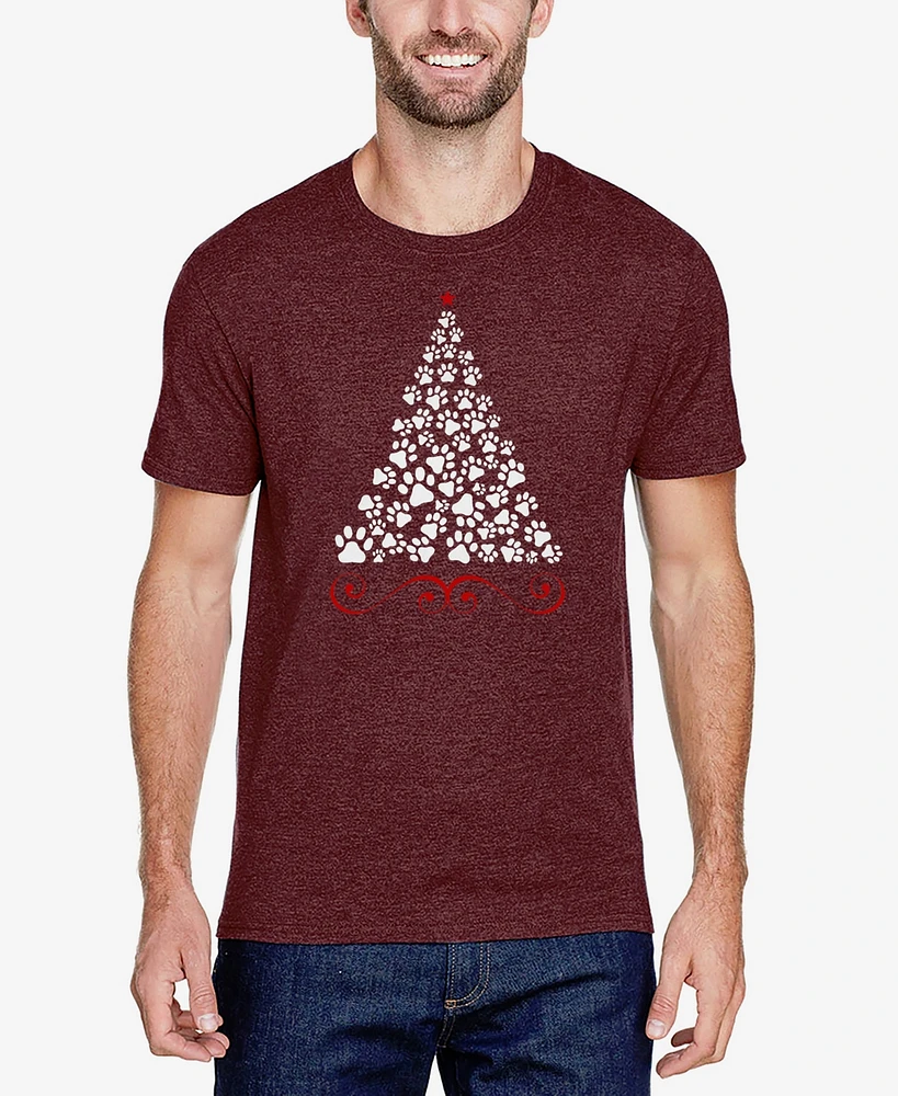 La Pop Art Men's Paw Christmas Tree Premium Blend Word T-Shirt