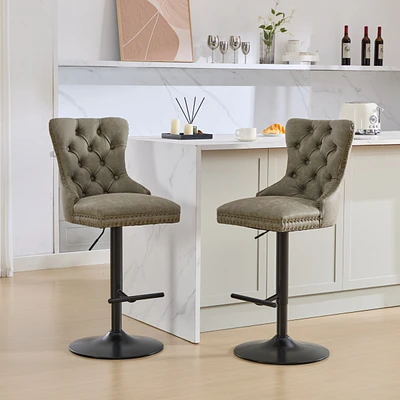 Simplie Fun Aged Pu Swivel Barstools with Adjustable Height and Comfortable Backs (Set of 2