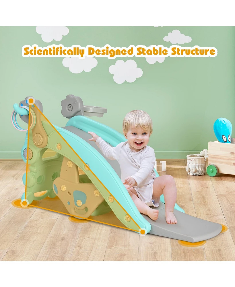 Vebreda 4-in-1 Rocking Horse and Slide Set for Kids-Blue