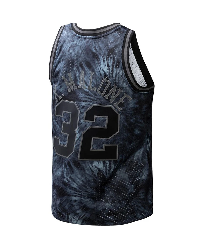 Mitchell & Ness Men's Karl Malone Black Utah Jazz Hardwood Classics 1991/92 Tie-Dye Swingman Jersey