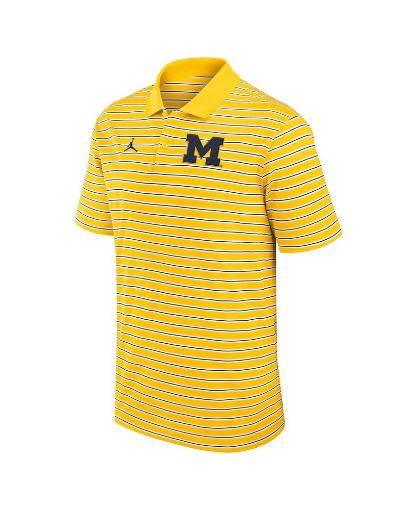 Jordan Men's Maize/White Michigan Wolverines Primetime Victory Striped Performance Polo
