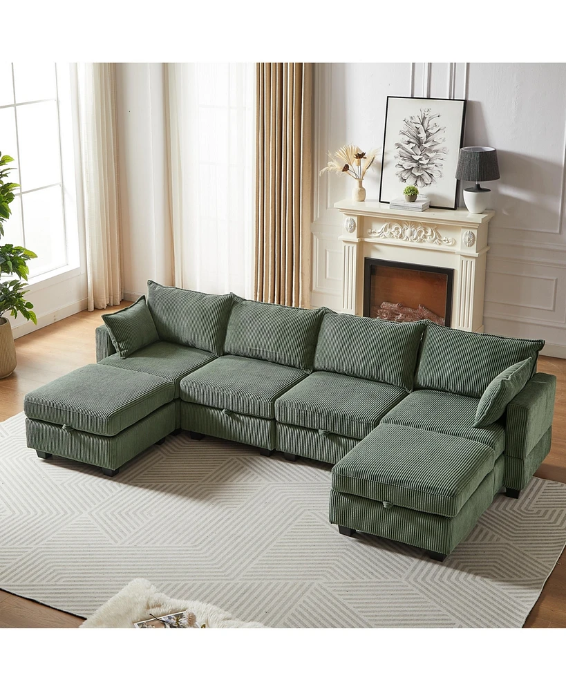 Modular Sectional Sofa with Storage and Convertible Sleeper