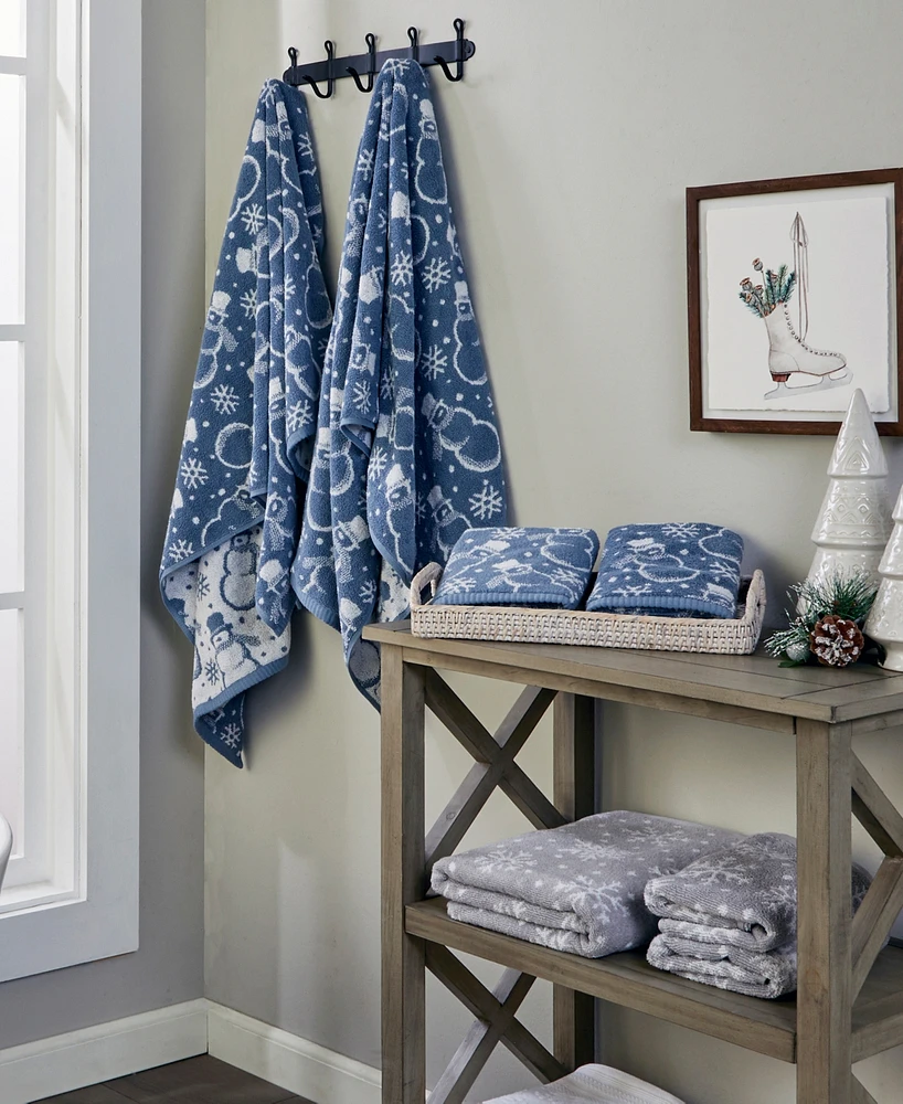 Skl Home Top Hat Snowman Jacquard Cotton 2 Piece Hand Towel, 16" x 26"