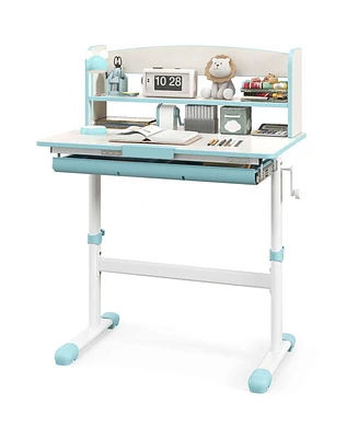 Kids Study Desk with 7-Level Tiltable Desktop Adjustable Height Pull Out Drawer