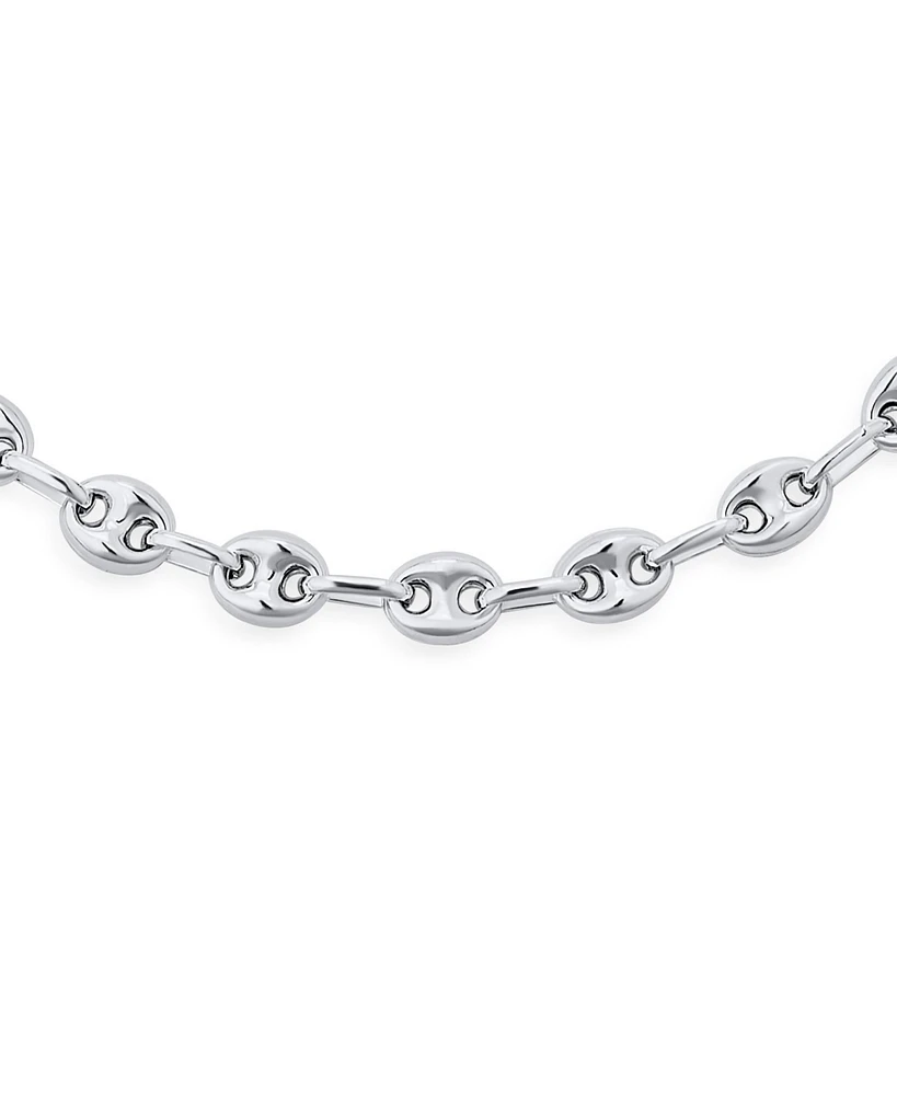 Bling Jewelry Unisex .925 Sterling Silver Nautical Anchor Link Puff Mariner Chain Necklace For Women Men 6MM Wide Inch