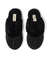 Fireside by Dearfoams Women's Melton Genuine Shearling Platform Scuff Slipper