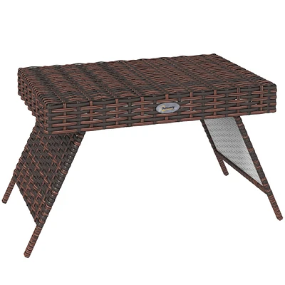 Hand Woven Rattan Side Table for Outdoor Use