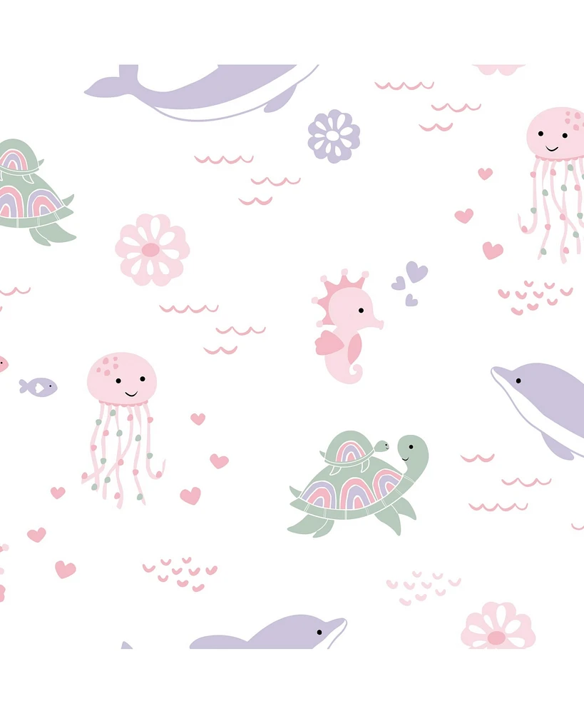 Lambs & Ivy Sea Dreams Soft White 100% Cotton Nautical Ocean Fitted Crib Sheet