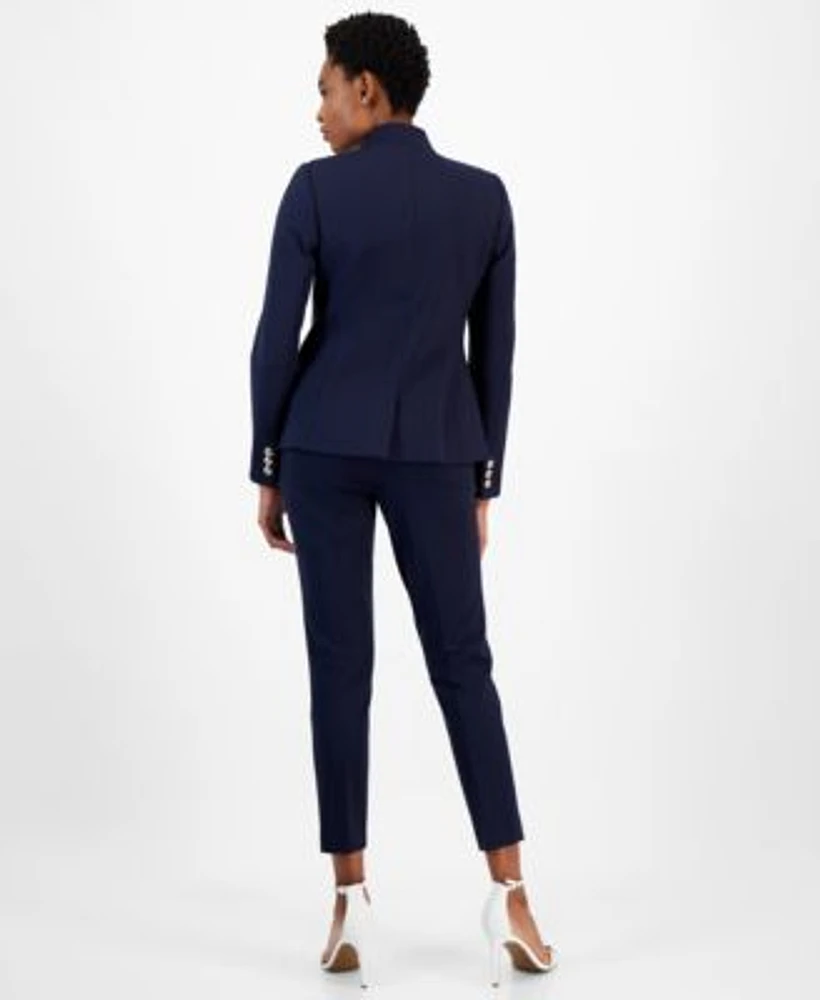Tahari Asl Womens Faux Double Breasted Blazer Seamed Ponte Pants