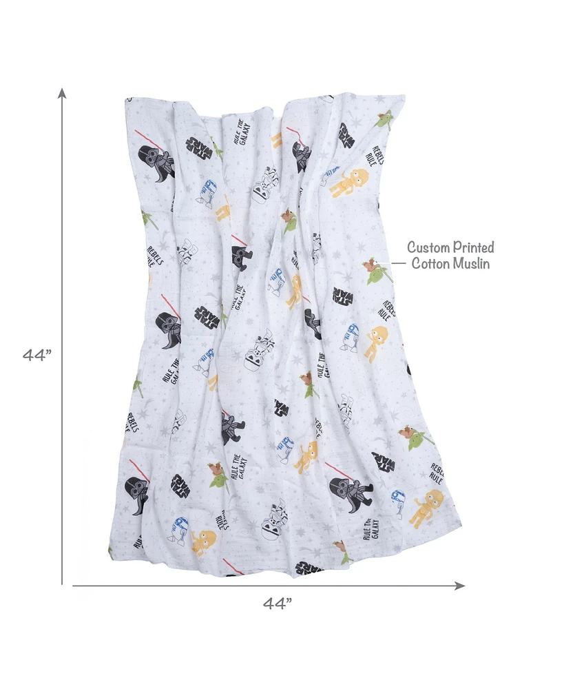 Lambs & Ivy Star Wars 2-Pack Cotton Muslin Newborn Baby Swaddle Blankets