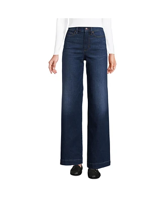 Lands' End Women's Plus Size Recover High Rise Wide Leg Blue Jeans