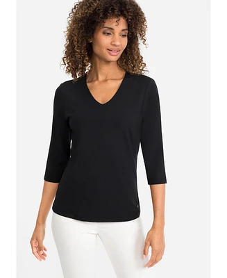 Olsen Women's 3/4 Sleeve V-Neck T-Shirt