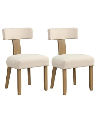 Dining Chairs Set of 2 with Curved Backrest Padded Seat