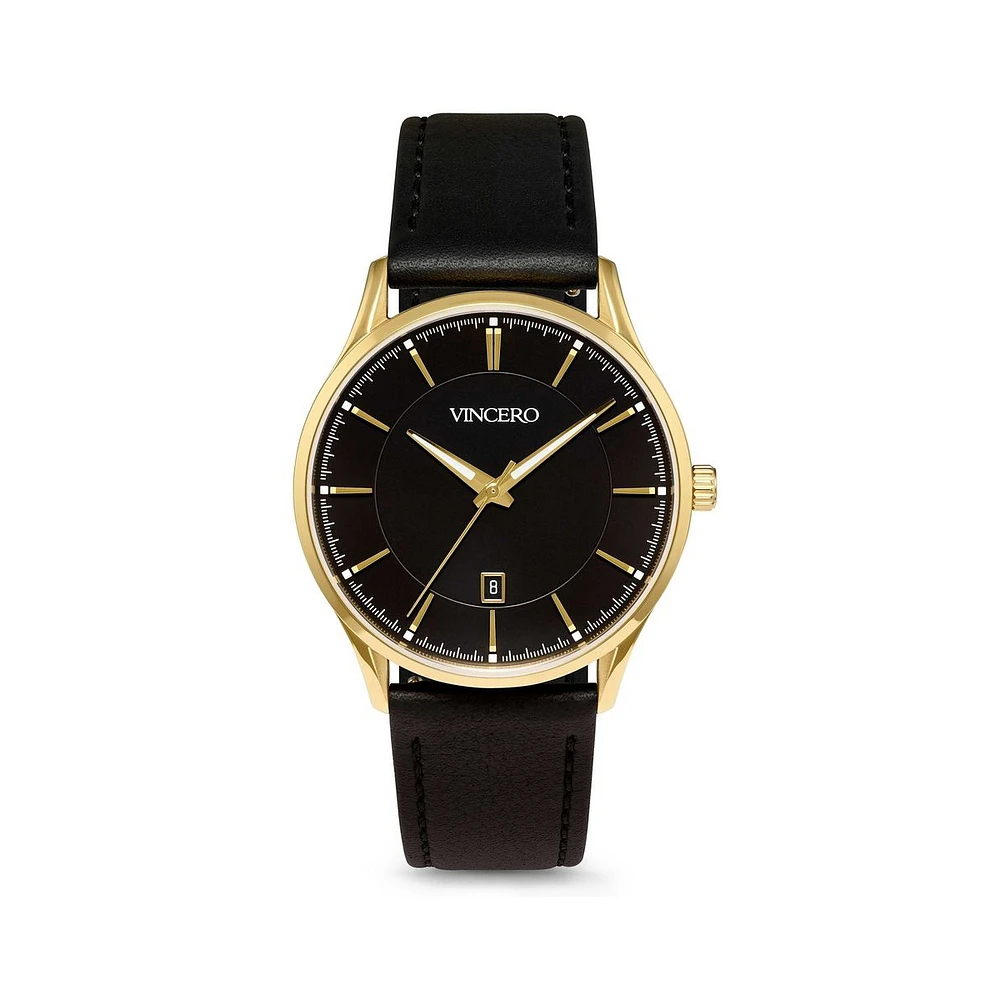 Vincero Men's The Kairos – Blue Dial Watch with Brown Leather Strap