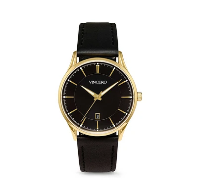 Vincero Men's The Kairos – Blue Dial Watch with Brown Leather Strap