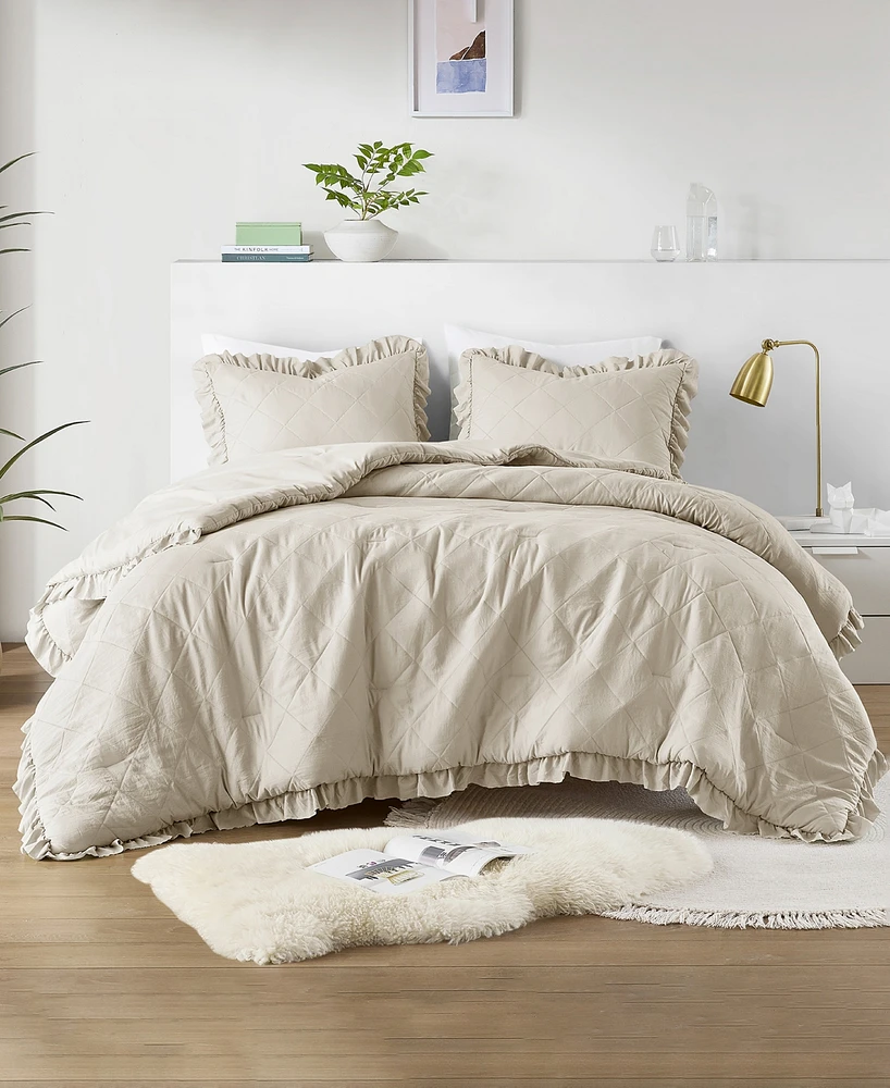 510 Design Phoebe Diamond Quilted Ruffle Edge 3-Pc. Comforter Set