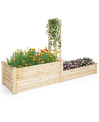 Raised Garden Bed with Trellis-Natural