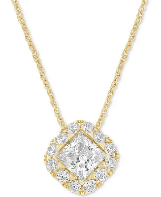 Diamond Princess Halo 18" Pendant Necklace (3/4 ct. t.w.) in 14k Gold