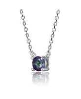 GiGiGirl Sterling Silver Colored Cubic Zirconia Birthstone Solitaire Necklace - Color Options