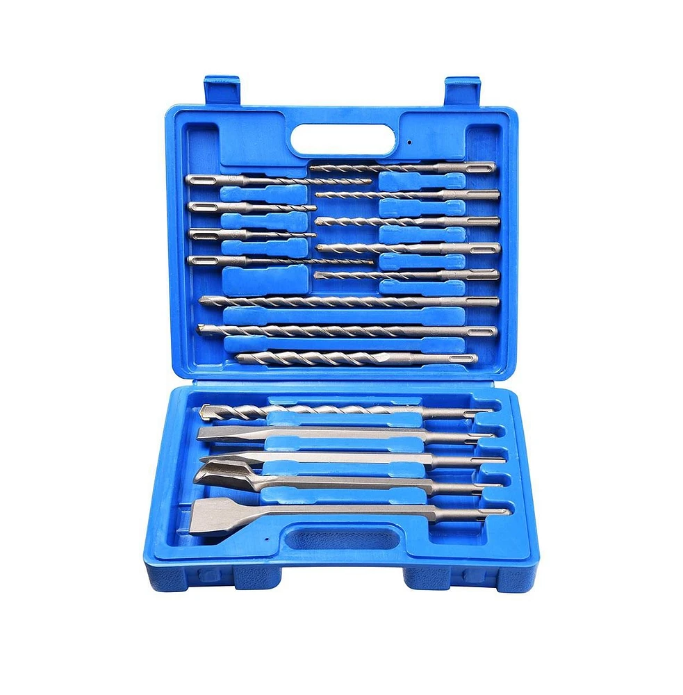 Yescom 17pcs Sds Plus Rotary Hammer Drill Bits Chisel Concrete Masonry Hole Tool Set
