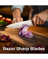 20-Piece Stainless Steel Kitchen Knife Set with Built-in Sharpener