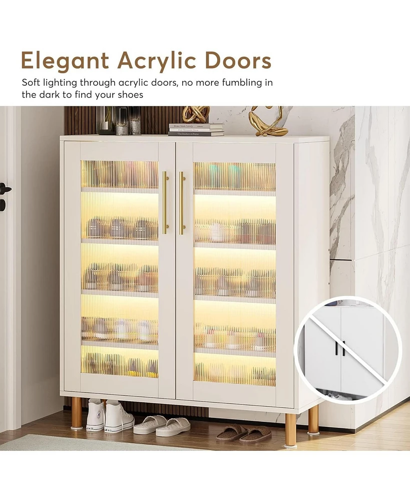 Tribesigns Shoe Cabinet with Acrylic Doors and Led Light