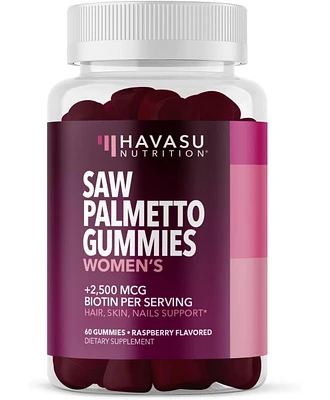 Saw Palmetto for Women + 2500 mcg Biotin Gummies, Dht Blocker & Biotin Gummies for Hair Skin & Nails, Postpartum Hair Growth, Havasu Nutrition