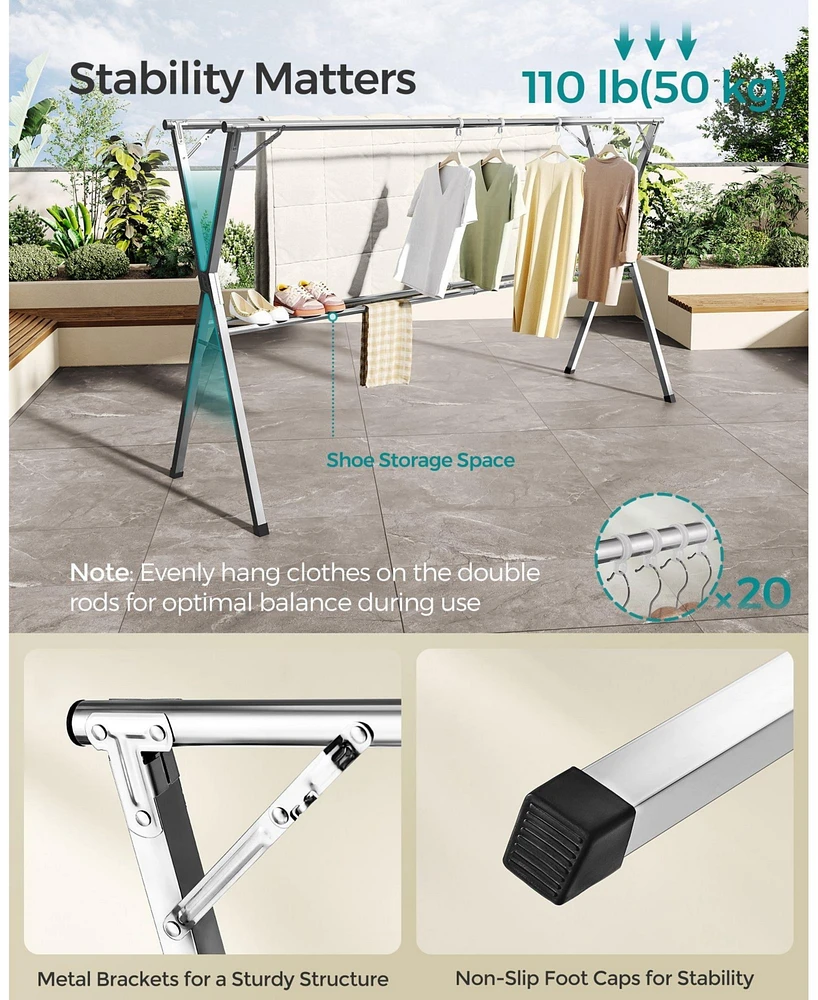 Slickblue Extendable and Foldable Clothes Drying Rack
