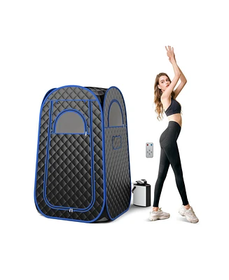 Full-Body Personal Sauna Tent with 1000W 3L Steam Generator-Black