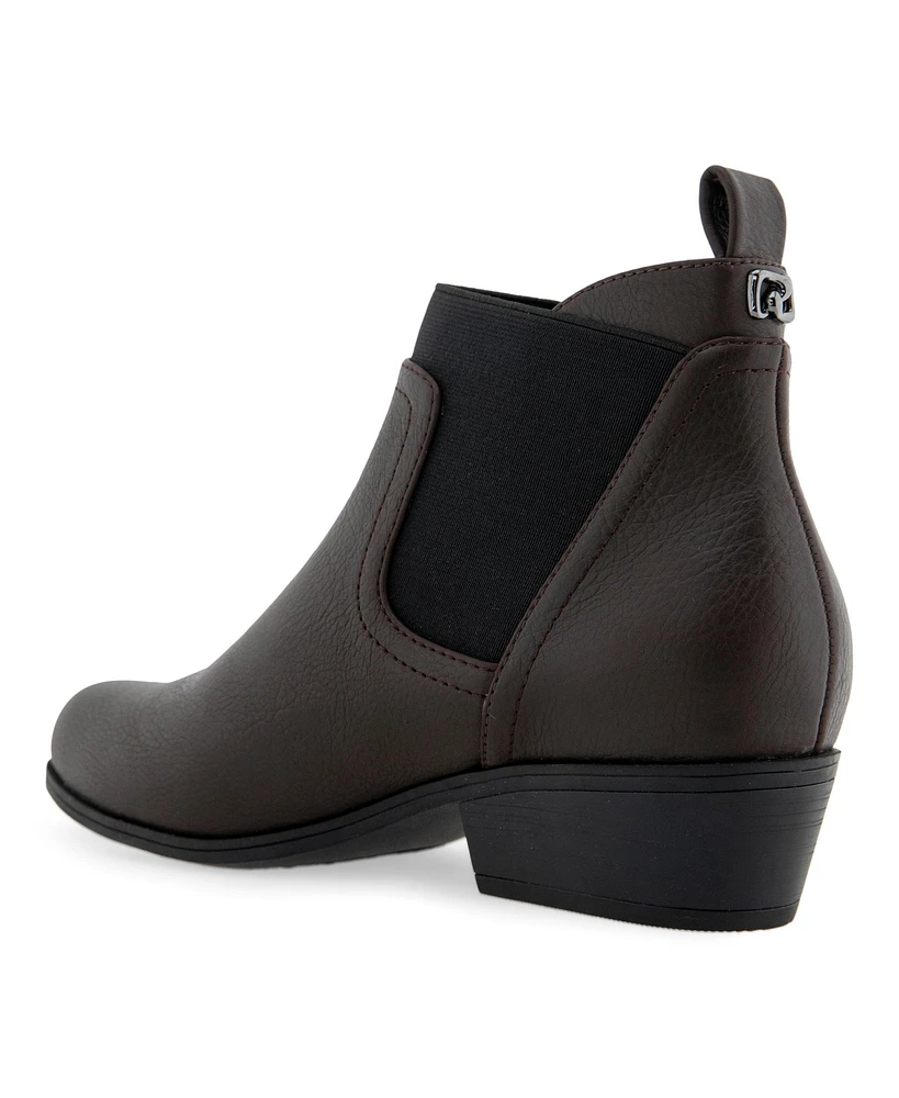 Aerosoles Women's Caddie Ankle Booties - Java Grainy Faux Leather