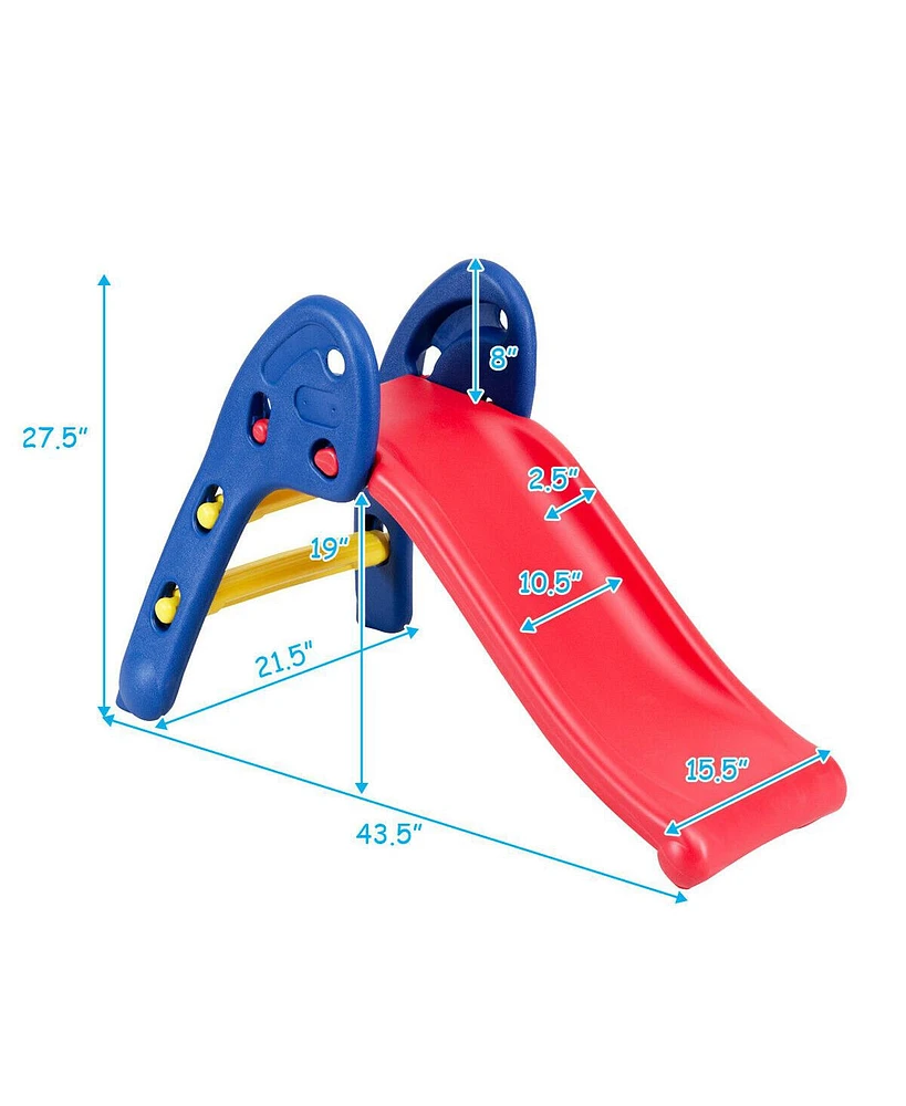 Gymax 2 Step Children Folding Slide Plastic Fun Toy Up-down For Kids Indoor & Outdoor