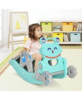 4-in-1 Rocking Horse & Slide Set Toddler Slide Toy w/ Basketball Hoop