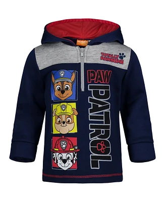 Paw Patrol Big Boys Chase Marshall Rubble Fleece Half Zip Hoodie