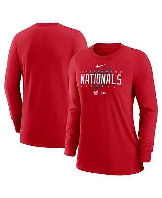 Nike Women's Red Washington Nationals Authentic Collection Legend Performance Long Sleeve T-Shirt