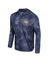 Colosseum Men's Navy Cal Bears Palms Printed Lightweight Quarter-Zip Hooded Top