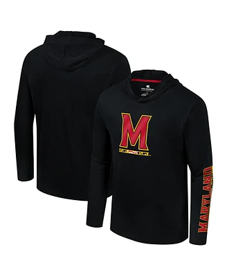 Colosseum Men's Black Maryland Terrapins Logo Lockup Active Blend Long Sleeve T-Shirt Hoodie