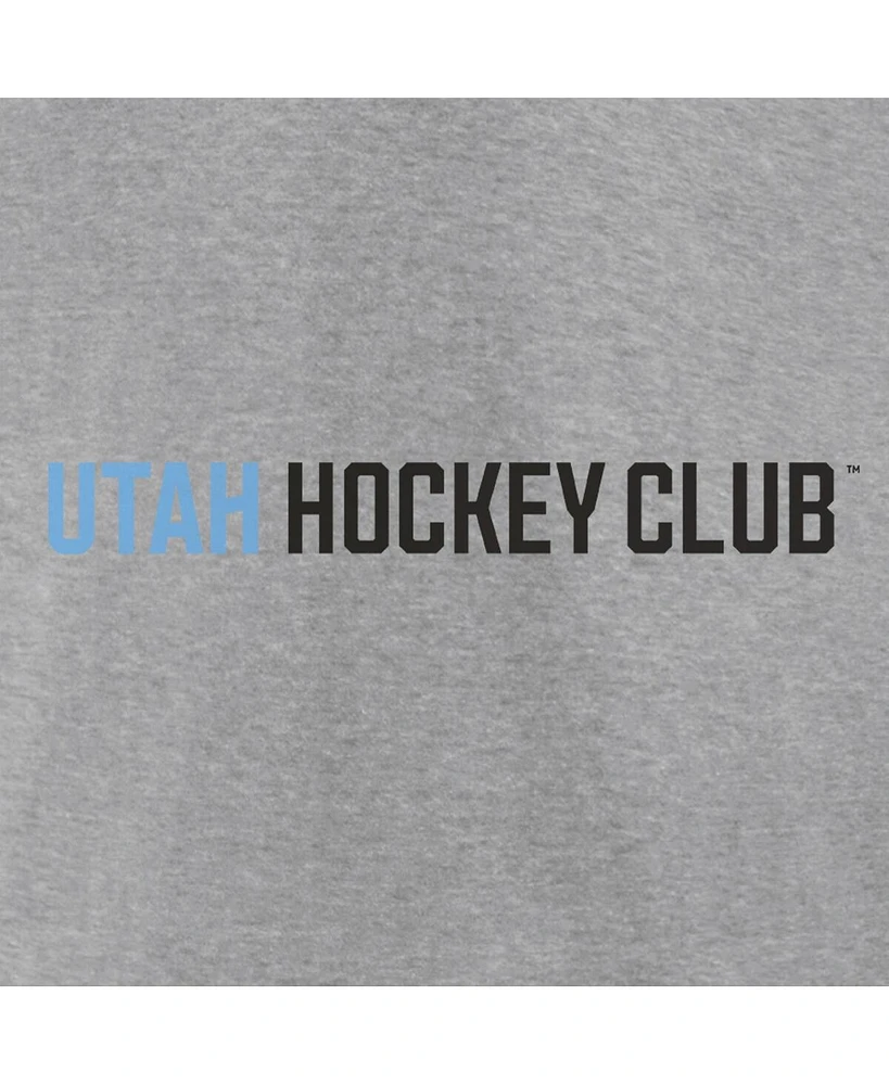 Fanatics Men's Heather Gray Utah Hockey Club Wordmark Logo Fleece Pullover Hoodie