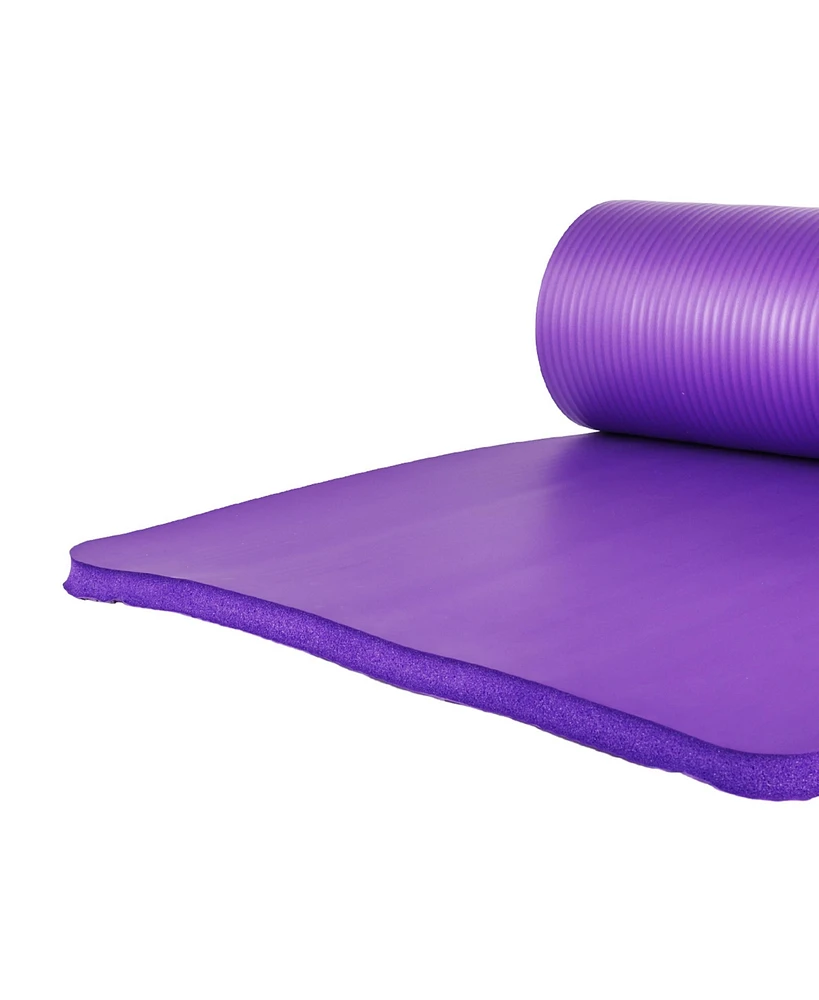 BalanceFrom Fitness 1" Extra Thick Yoga Mat w/Knee Pad & Carrying Strap, Purple