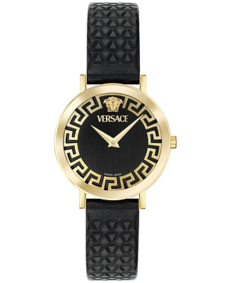 Versace Women's Swiss Daedalus Black Leather Strap Watch 35mm