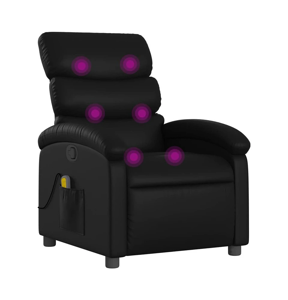 vidaXL Massage Recliner Chair Black Faux Leather